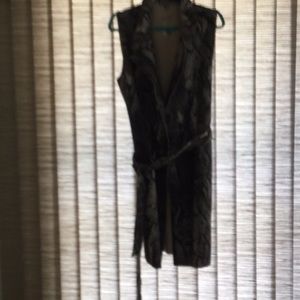 Snake print long vest w/ belt